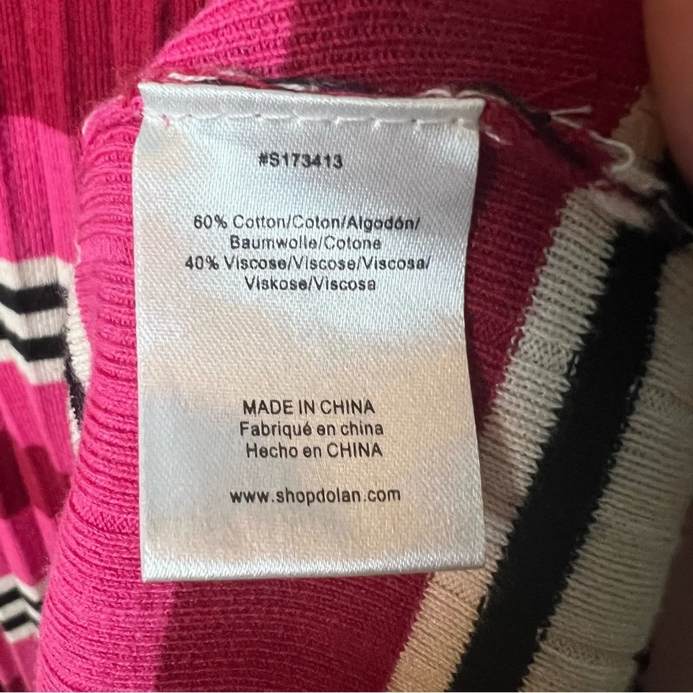 Dolan Left Coast Dora Striped Pleated Ribbed Knit Pull-On Midi Skirt Sz L